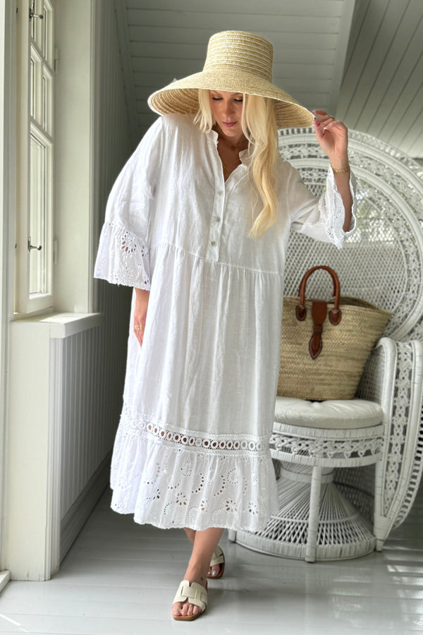 Seraphine linen dress, white