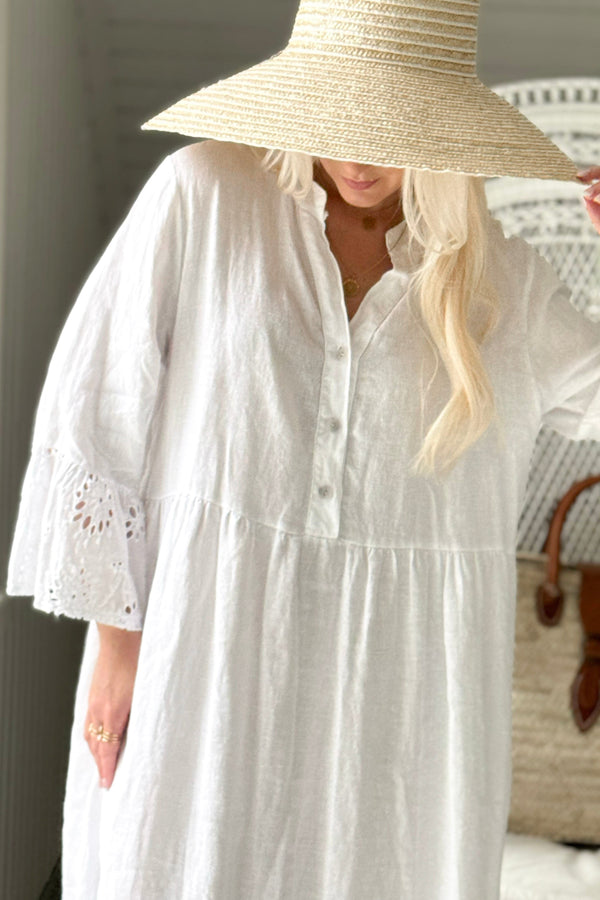 Seraphine linen dress, white