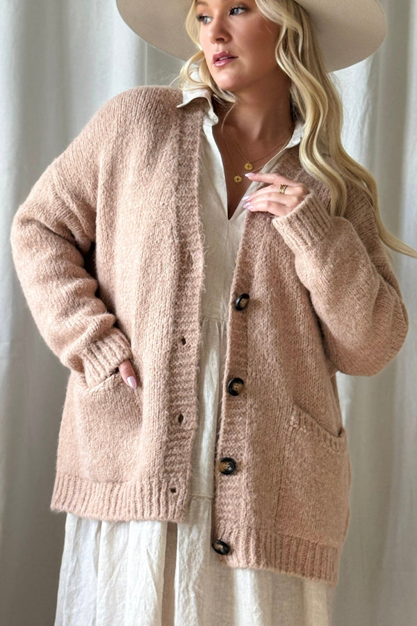 Softy neuletakki, blush pink