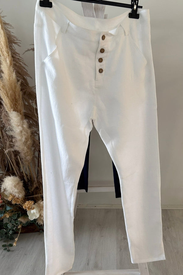 Linen trousers tease men, white