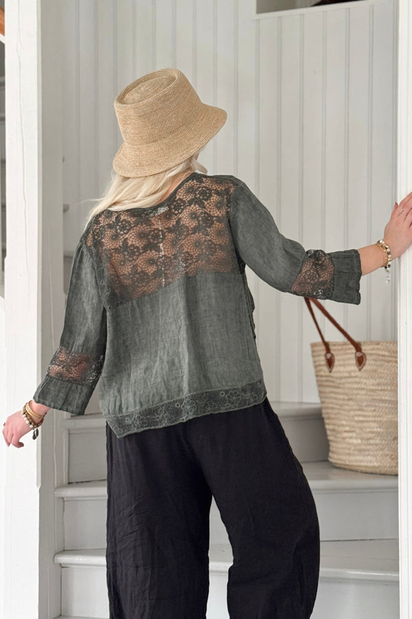 Venetia linen shirt, camo