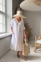 Yoko kaftan dress, white