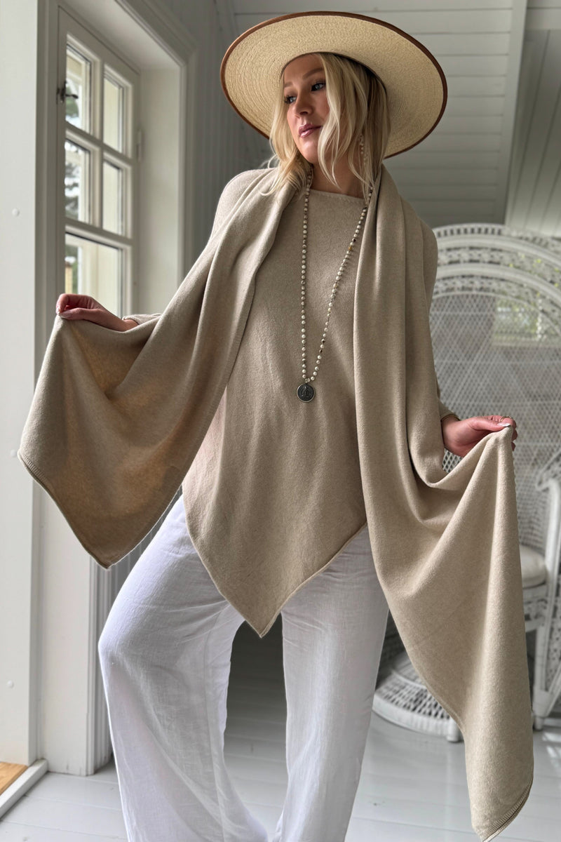 Zelie viscose poncho, oatmeal