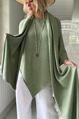 Zelie viscose poncho, olive