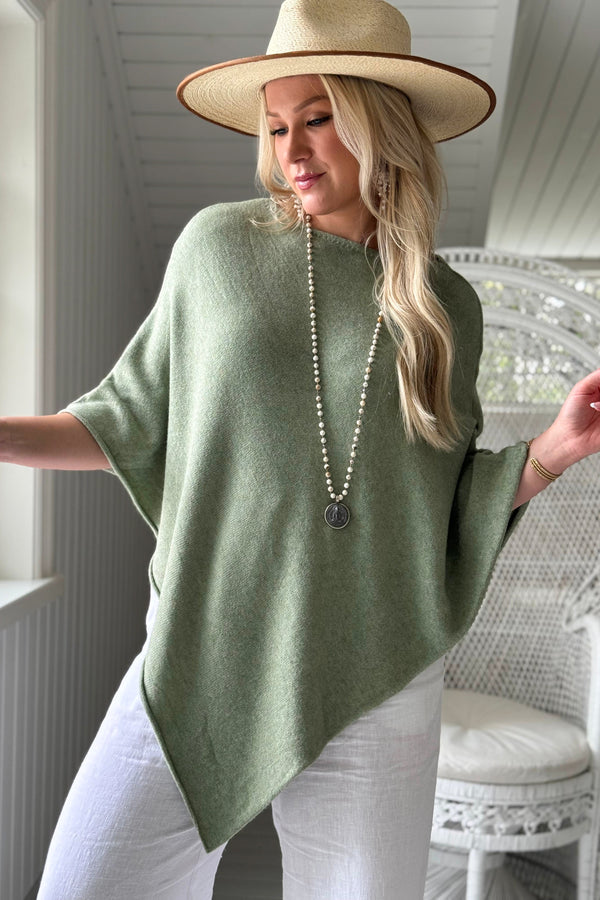 Zelie viskoosiponcho, olive