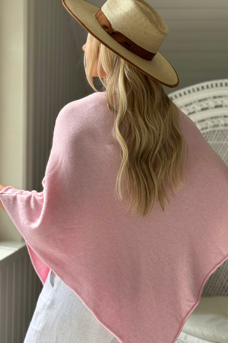 Zelie viscose poncho, light pink