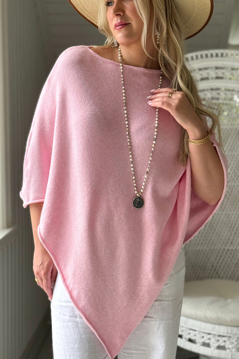 Zelie viscose poncho, light pink