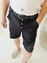 John linen shorts, black
