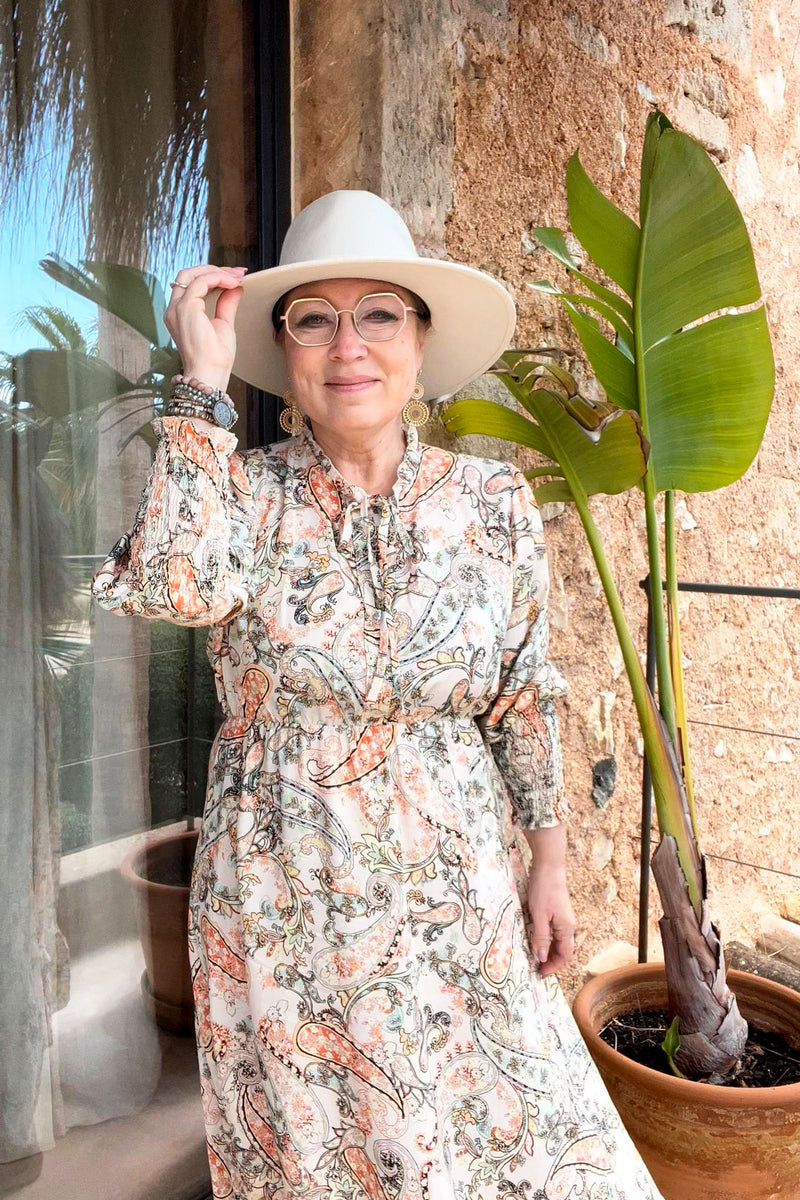 Carmela viscose dress, paisley beige