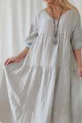 Janis linen dress, khalk