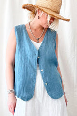 Jessie linen vest, blue