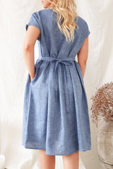 Juliana linen dress, denim blue