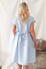 Juliana linen dress, oxford blue