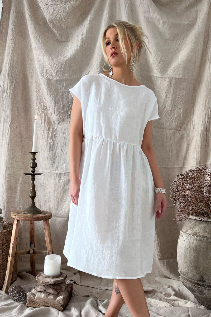 Juliana linen dress, white