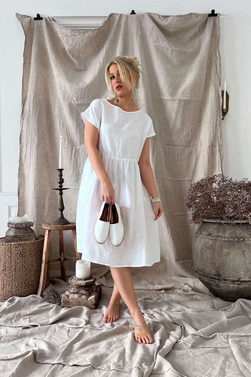 Juliana linen dress, white
