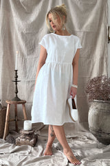 Juliana linen dress, white