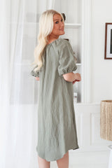 Louise linen dress, camo green