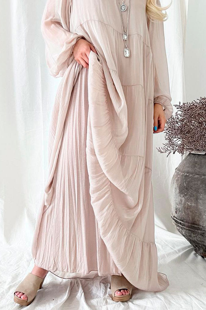Melanie silk blend dress, ivory