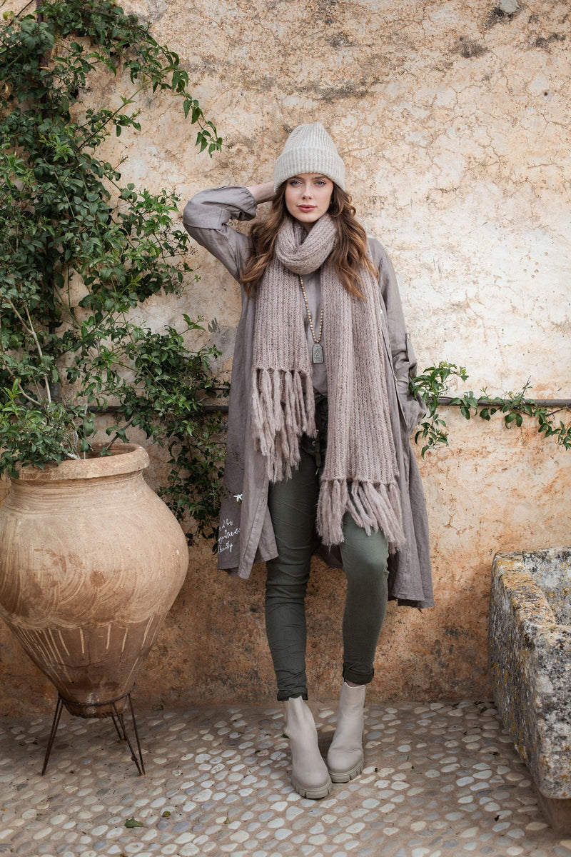 Muffy mohair scarf, taupe