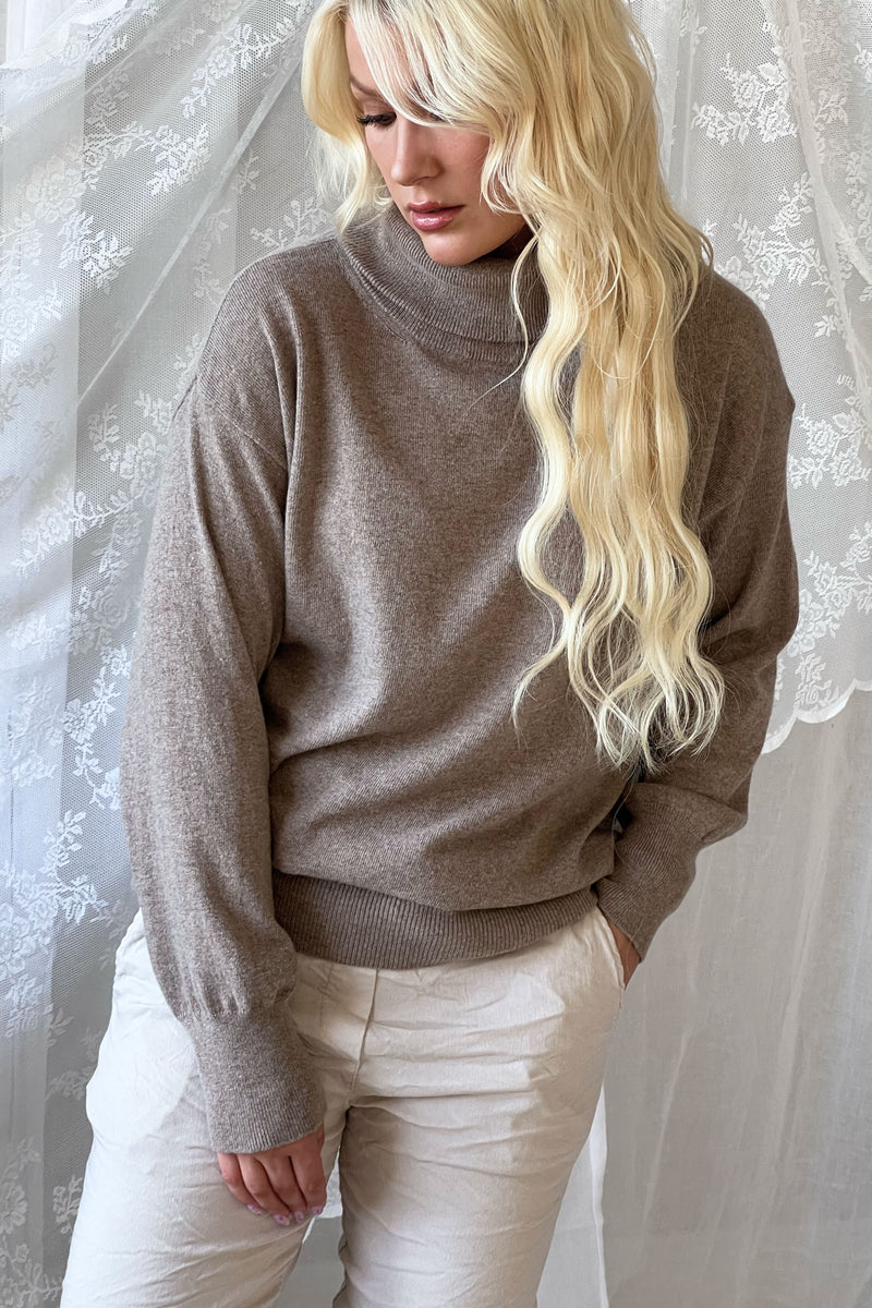 Venice polo knit, taupe