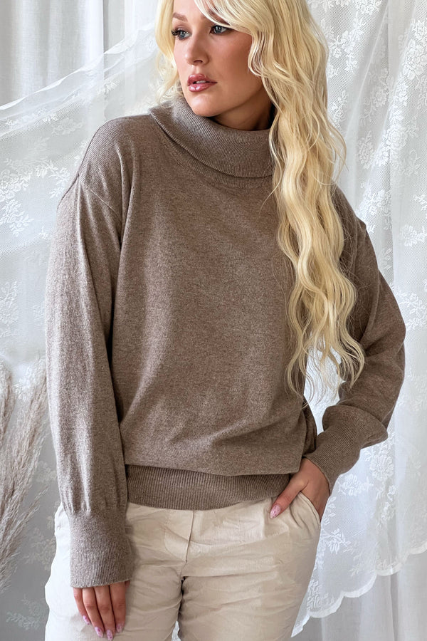 Venice polo knit, taupe