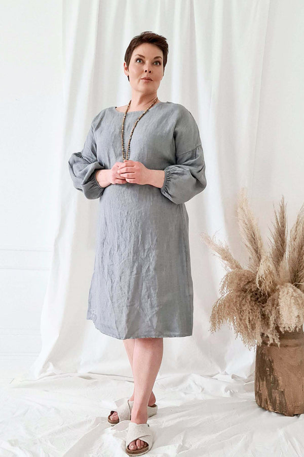 Dunes linen dress, grey